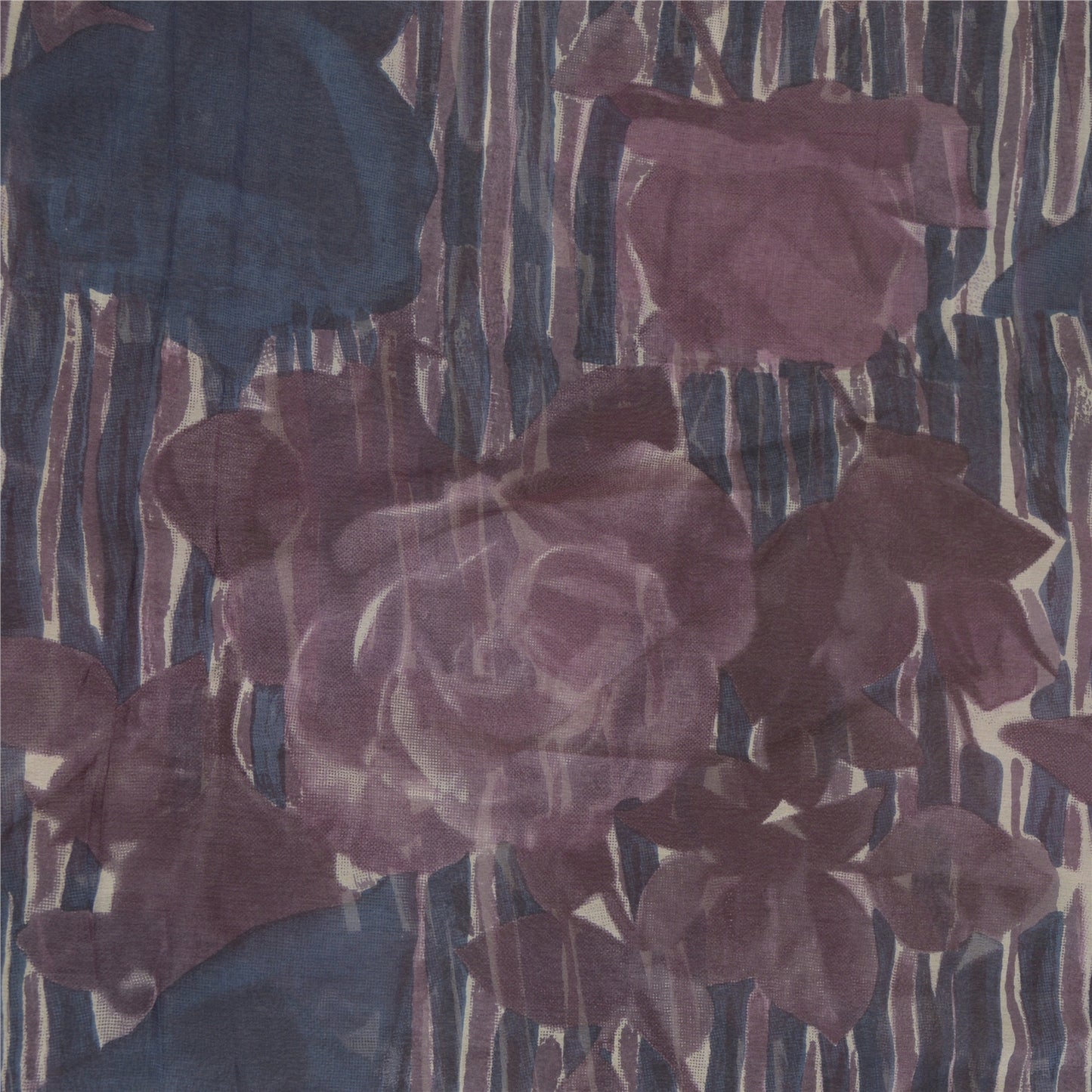 Sanskriti Vintage Sarees Purple Pure Georgette Silk Printed Sari Craft Sustainable Fabric