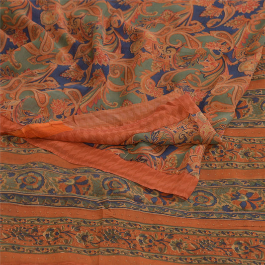 Sanskriti Vintage Sarees Multi Pure Georgette Silk Printed Sari Craft Sustainable Fabric