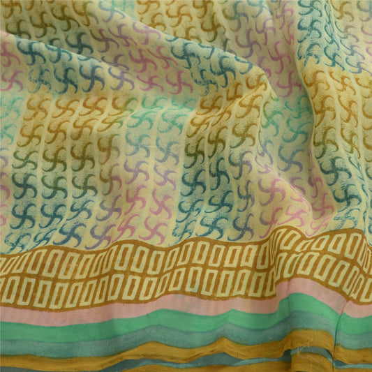 Sanskriti Vintage Multicolor Sarees Pure Georgette Printed Sari Craft Sustainable Fabric