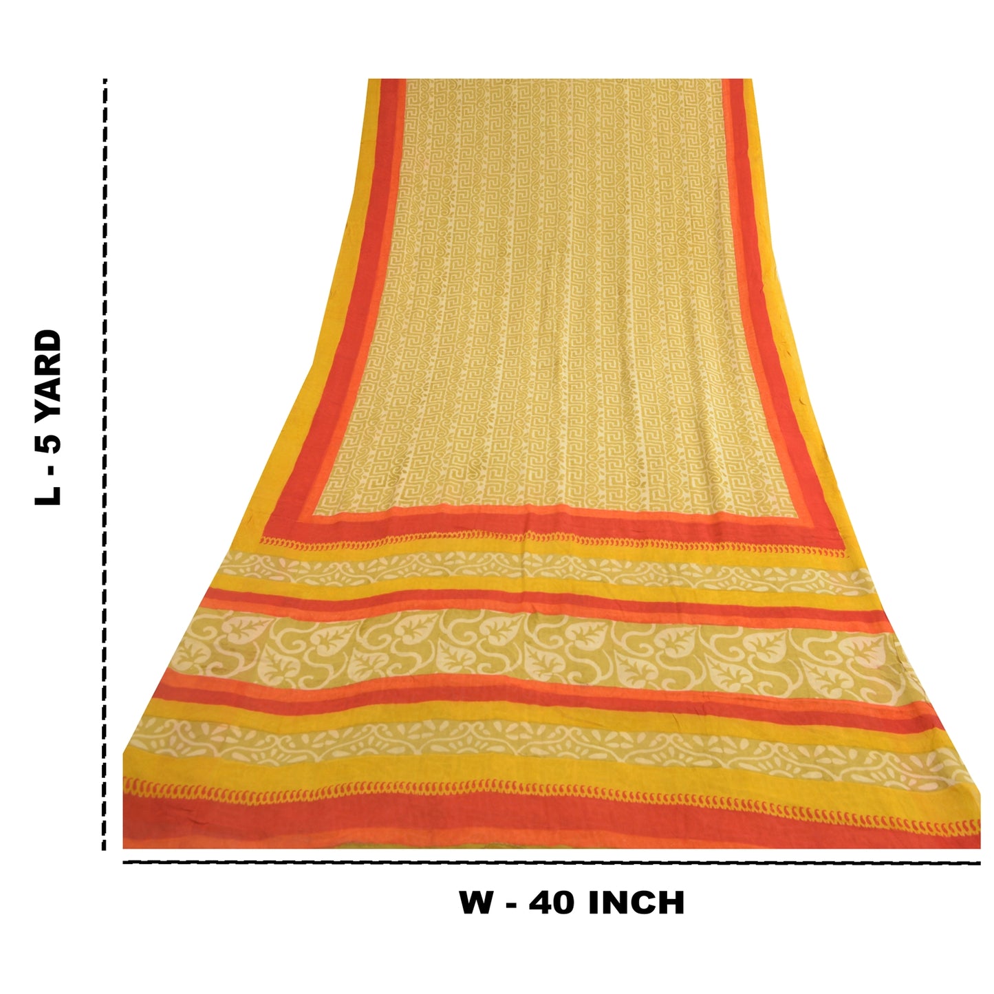 Sanskriti Vintage Sarees Green Pure Georgette Silk Printed Sari Craft Sustainable Fabric