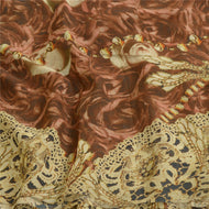 Sanskriti Vintage Sarees Brown/Ivory Digital Printed Pure Georgette Sari Fabric