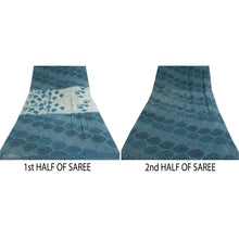 Load image into Gallery viewer, Sanskriti Vintage Sarees Blue Pure Georgette Silk Printed Sari 5yd Craft Fabric
