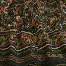 Load image into Gallery viewer, Sanskriti Vintage Sarees Black Pure Georgette Silk Printed Sari Craft Fabric
