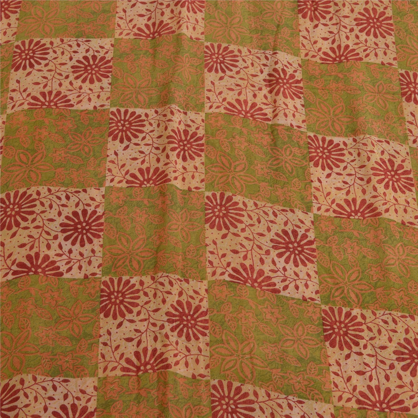 Sanskriti Vintage Sarees Multi Pure Georgette Silk Printed Sari 5yd Craft Sustainable Fabric