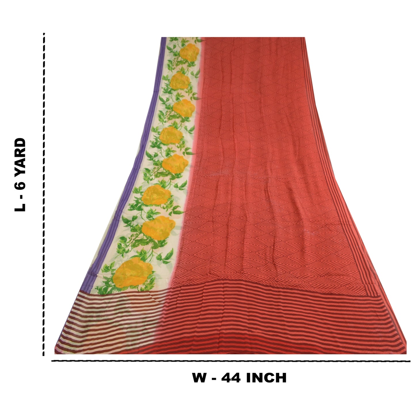 Sanskriti Vintage Sarees Red Pure Georgette Silk Printed Sari 5yd Craft Sustainable Fabric