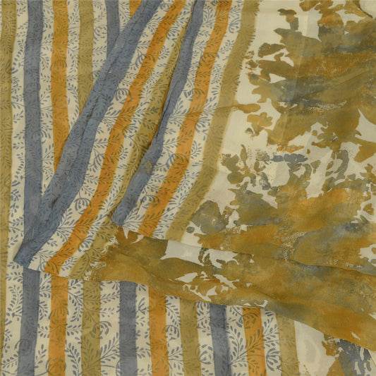 Сари из натурального шелка Sanskriti Vintage, многослойное сари из чистого жоржета, 5 ярдов, ткань для рукоделия, устойчивая к истиранию