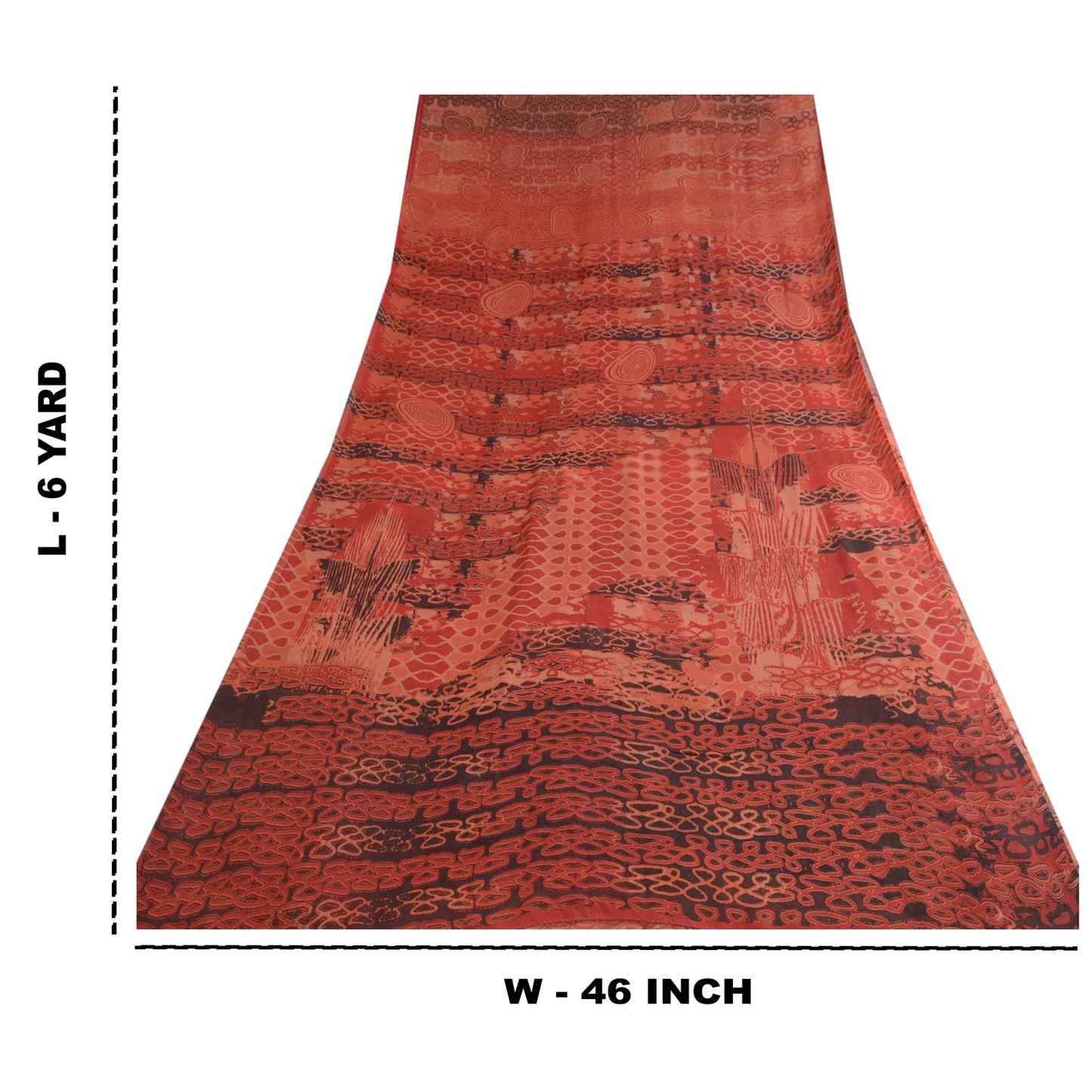Sanskriti Vintage Sarees Red Pure Georgette Silk Printed Sari 5yd Craft Sustainable Fabric
