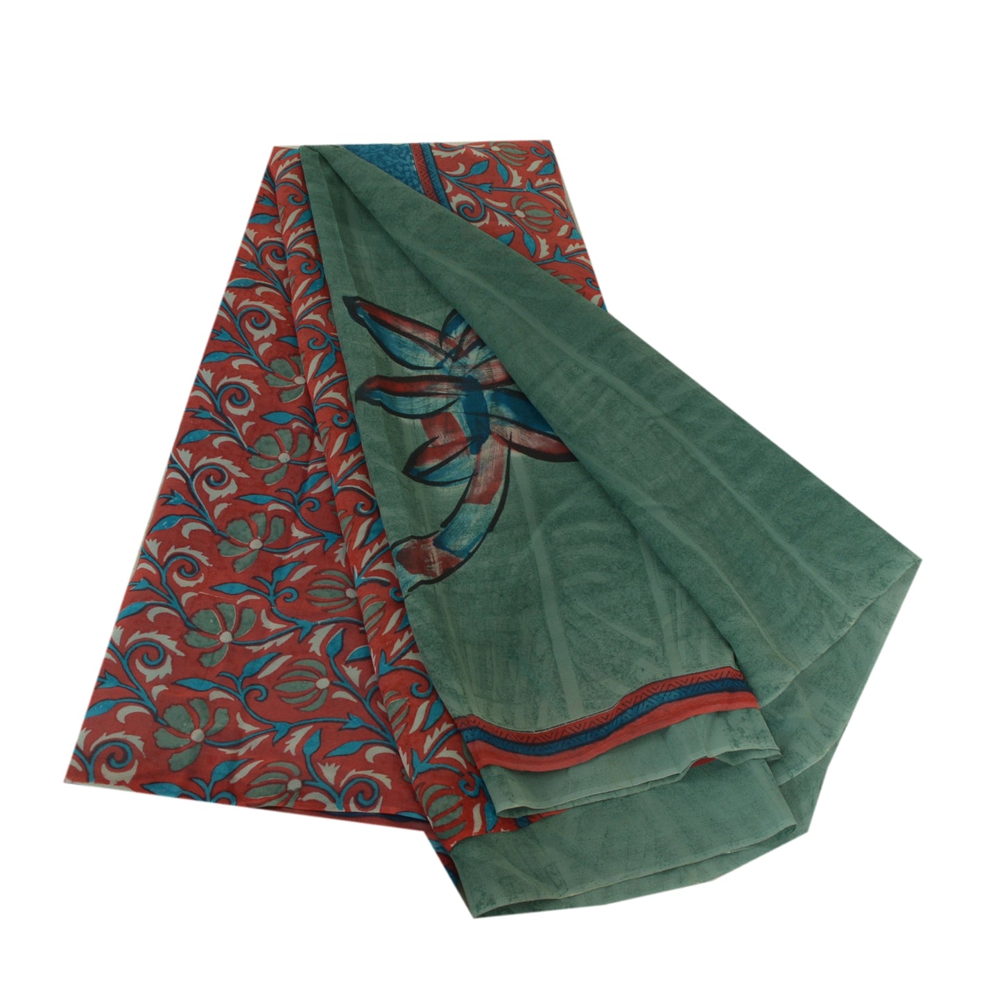 Sanskriti Vintage Sarees Multi Pure Georgette Silk Printed Sari 5yd Craft Sustainable Fabric