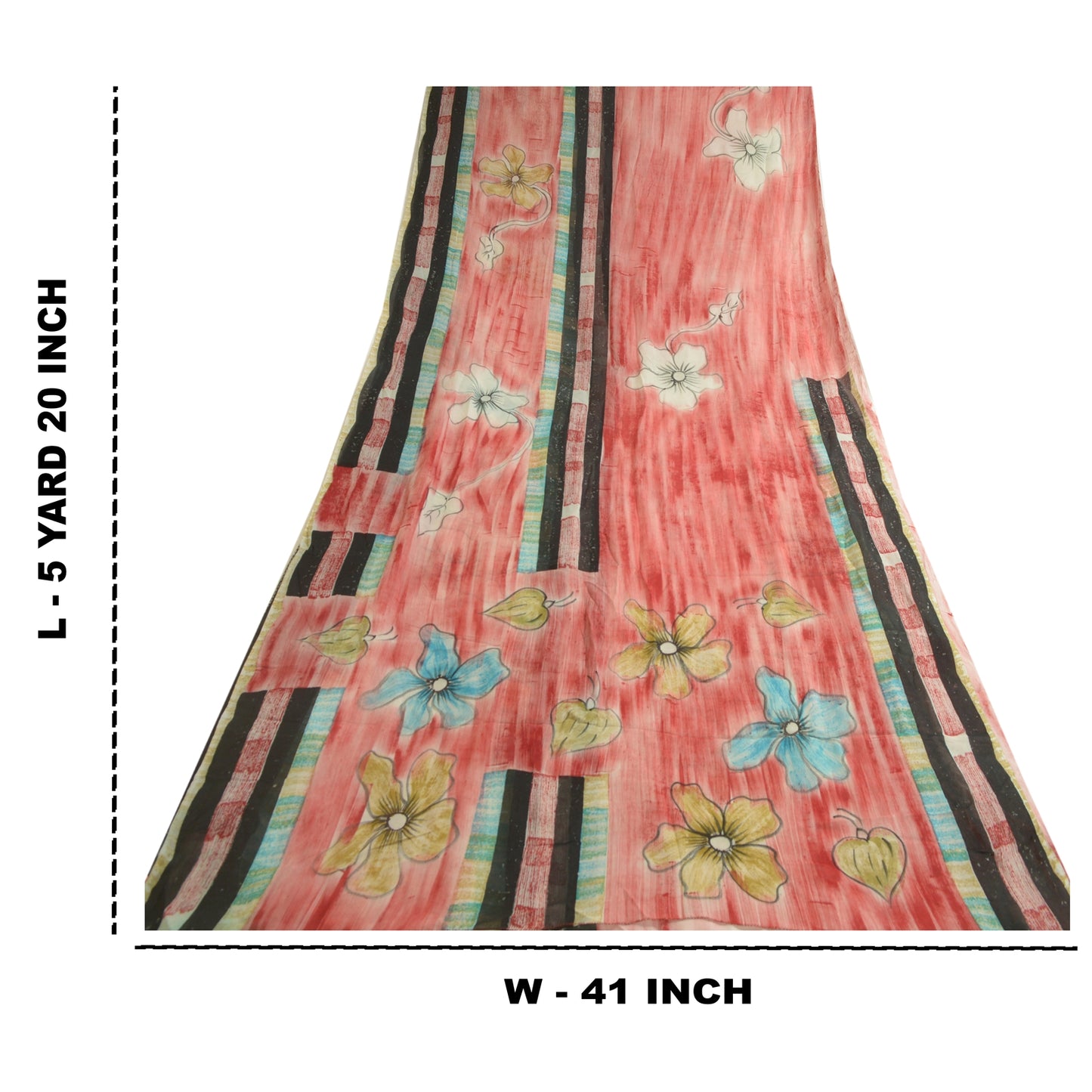 Sanskriti Vintage Sarees Indian Red Pure Georgette Silk Print Sari Craft Sustainable Fabric