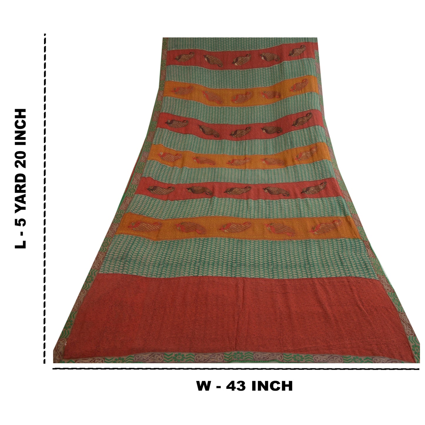 Sanskriti Vintage Sarees Hand Block Print Embroidered Pure Georgette Sari Sustainable Fabric