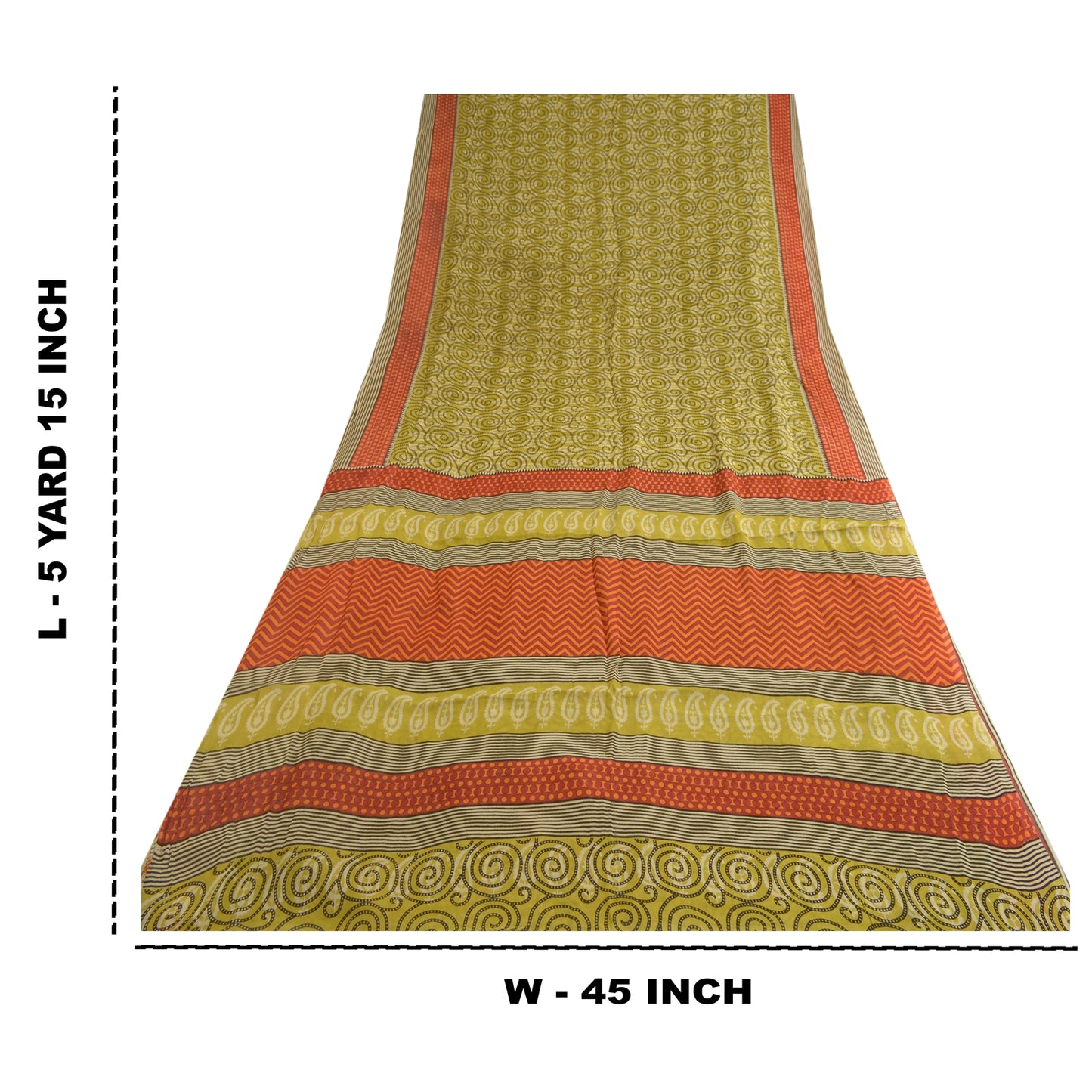 Sanskriti Vintage Sarees Green Pure Georgette Silk Printed Sari 5yd Craft Sustainable Fabric