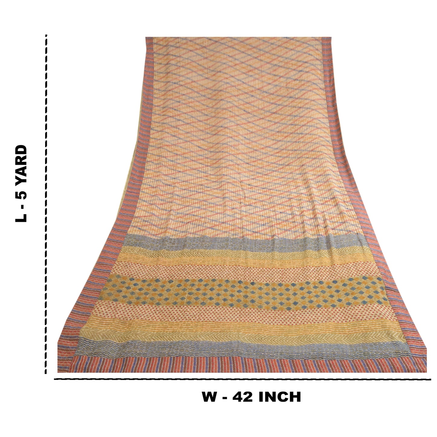Sanskriti Vintage Sarees Multi Pure Georgette Silk Printed Sari 5yd Craft Sustainable Fabric