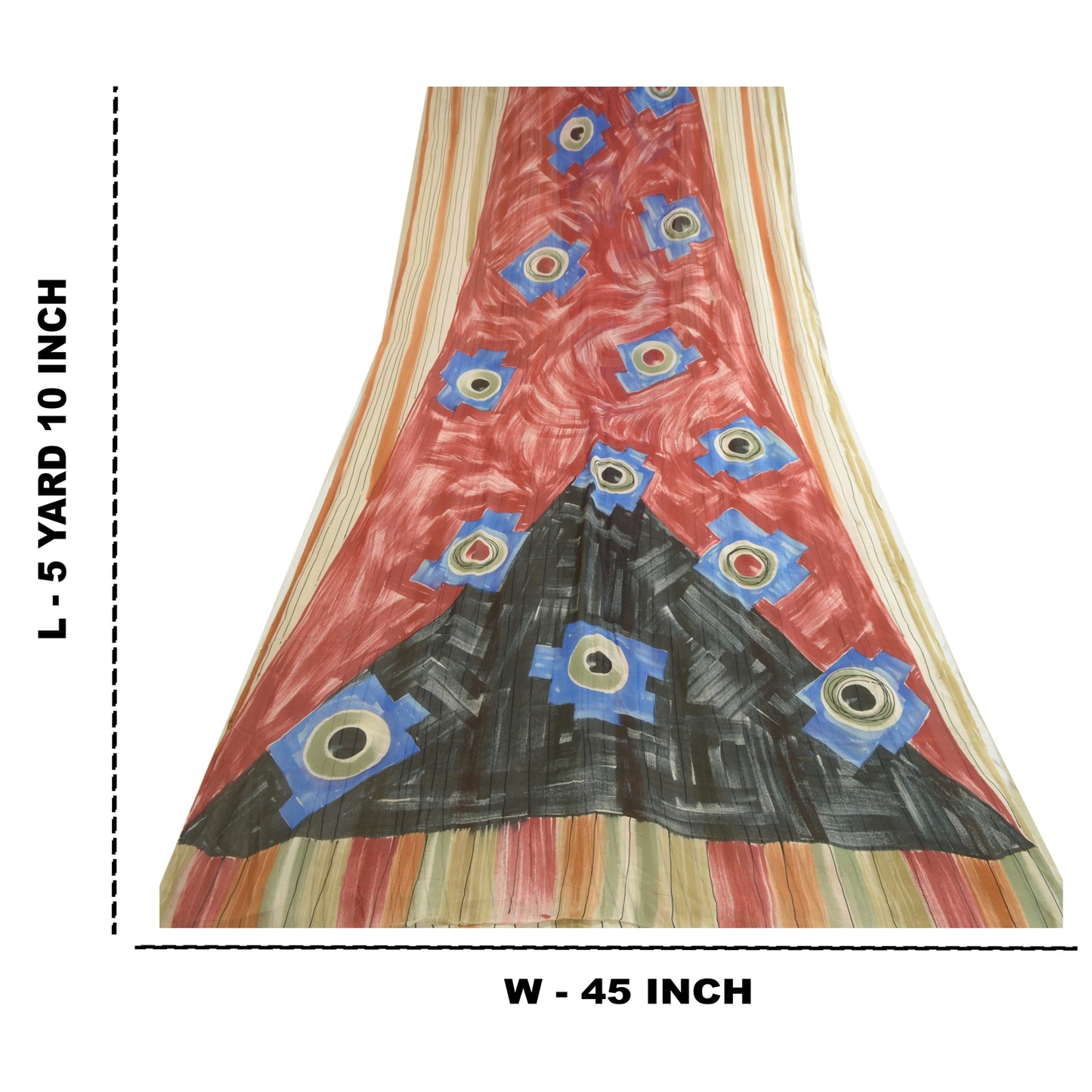 Sanskriti Vintage Sarees Multi Pure Georgette Silk Printed Sari 5yd Craft Sustainable Fabric