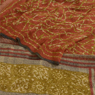 Sanskriti Vintage Sarees Multi Pure Georgette Silk Printed Sari 5yd Craft Fabric