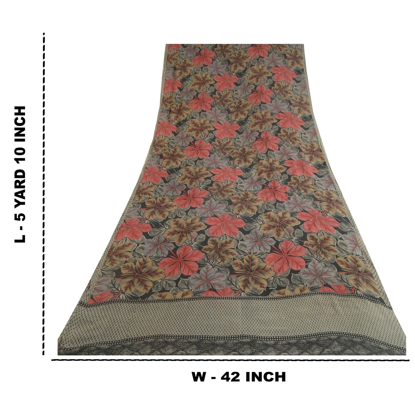 Sanskriti Vintage Sarees Black Pure Georgette Silk Printed Sari 5yd Craft Sustainable Fabric