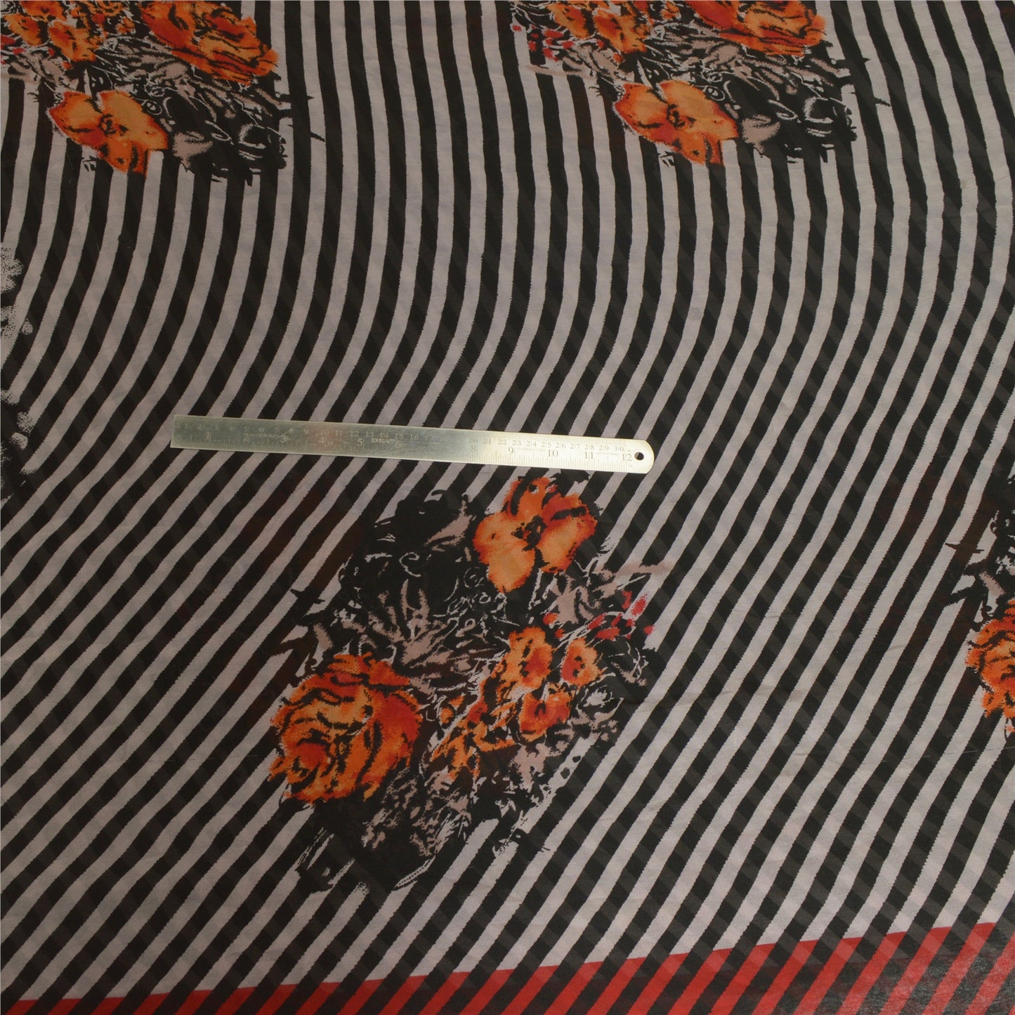 Sanskriti Vintage Sarees Black/Red Pure Georgette Silk Printed Sari Craft Sustainable Fabric