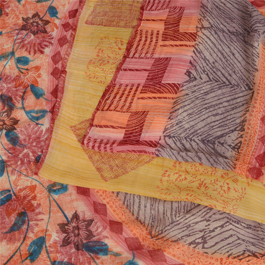 Сари из натурального шелка Sanskriti Vintage, многослойное сари из чистого жоржета, 5 ярдов, ткань для рукоделия, устойчивая к истиранию