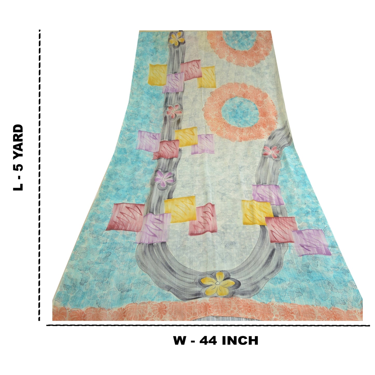 Sanskriti Vintage Sarees Multi Pure Georgette Silk Printed Sari 5yd Craft Sustainable Fabric