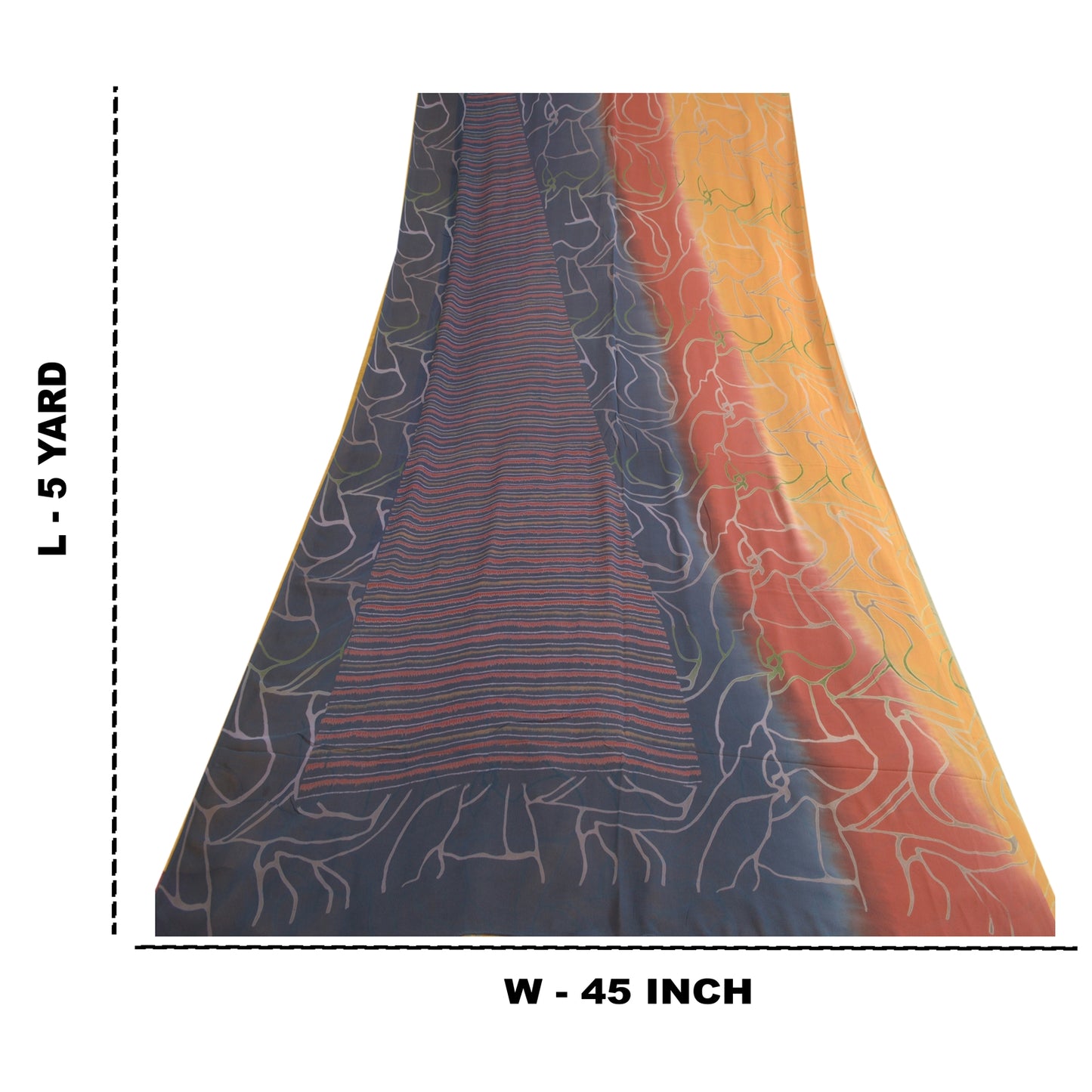 Sanskriti Vintage Sarees Multi Pure Georgette Silk Printed Sari 5yd Craft Sustainable Fabric