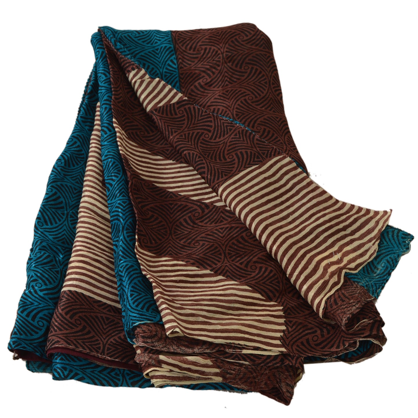 Sanskriti Vintage Printed Blend Georgette Saree 5 Yard Sari Craft Decor Sustainable Fabric