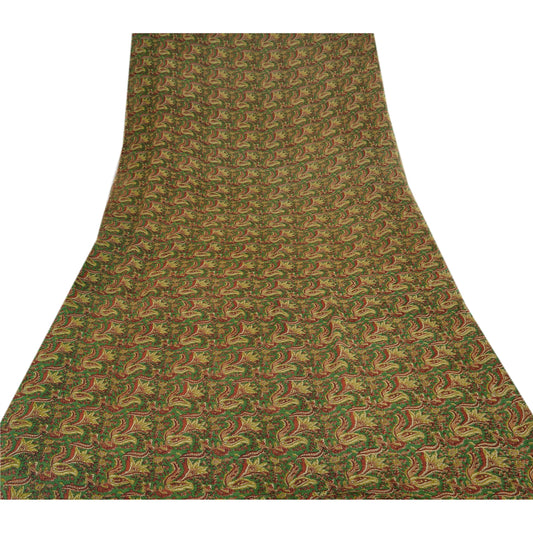 Sanskriti Vintage Green Saree Blend Georgette Printed Printed Sari Craft Sustainable Fabric