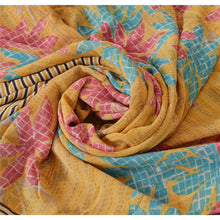 Load image into Gallery viewer, Sanskriti Vintage Yellow Saree Pure Georgette Silk Printed 5 Yd Sari Craft Fabri

