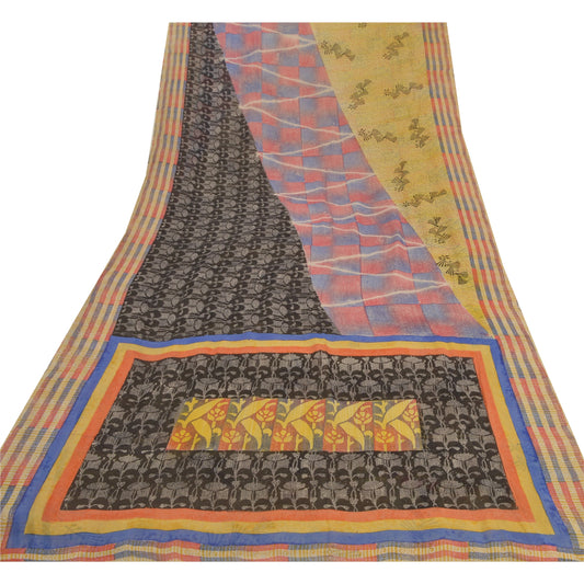 Sanskriti Vintage Saree Pure Georgette Silk Printed Sari Craft Multicolor Sustainable Fabric