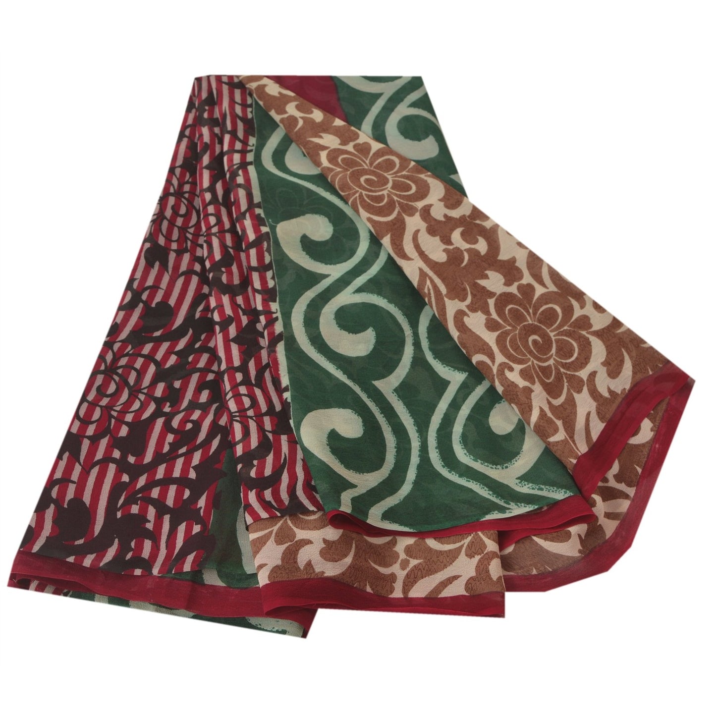 Sanskriti Vintage Saree Pure Georgette Silk Printed Sari 5Yd Craft Decor Sustainable Fabric