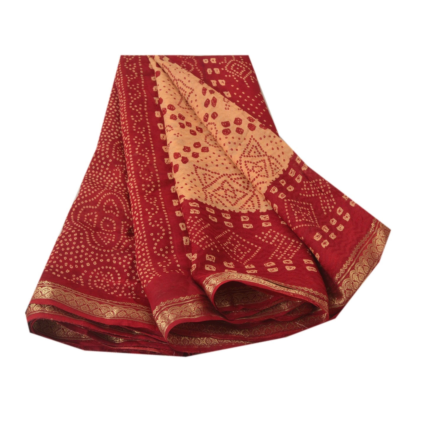 Sanskriti Vintage Beige Saree Blend Silk Printed Zari Border Sari Craft Sustainable Fabric