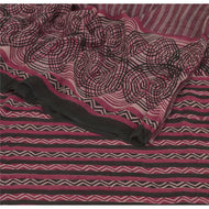 Sanskriti Vintage Purple Bollywood Printed Sari Pure Georgette Silk Fabric Saree