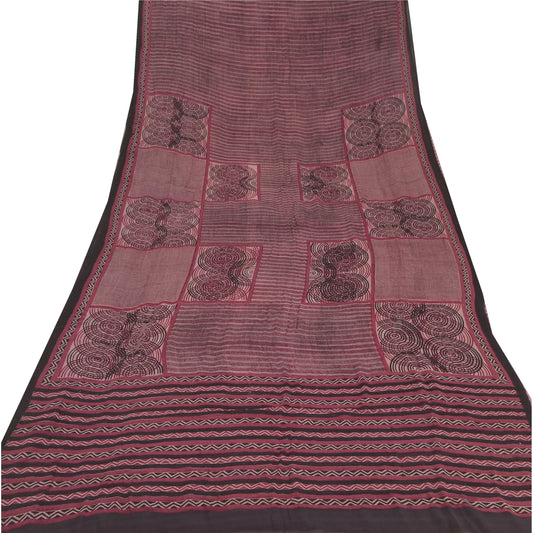 Sanskriti Vintage Purple Bollywood Printed Sari Pure Georgette Silk Sustainable Fabric Saree