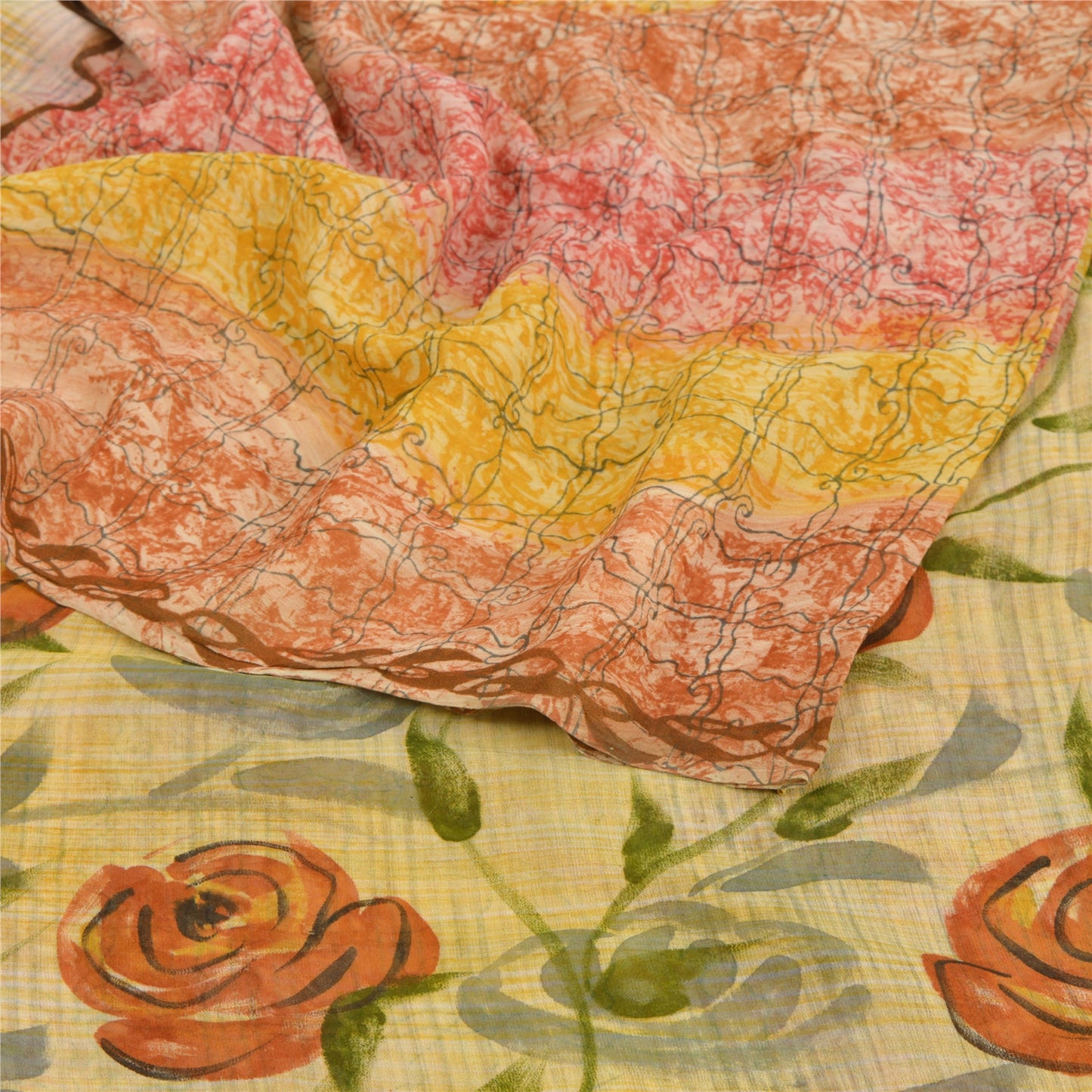 Sanskriti Vintage Indian Sari Pure Georgette Silk Printed Sarees Craft Sustainable Fabric