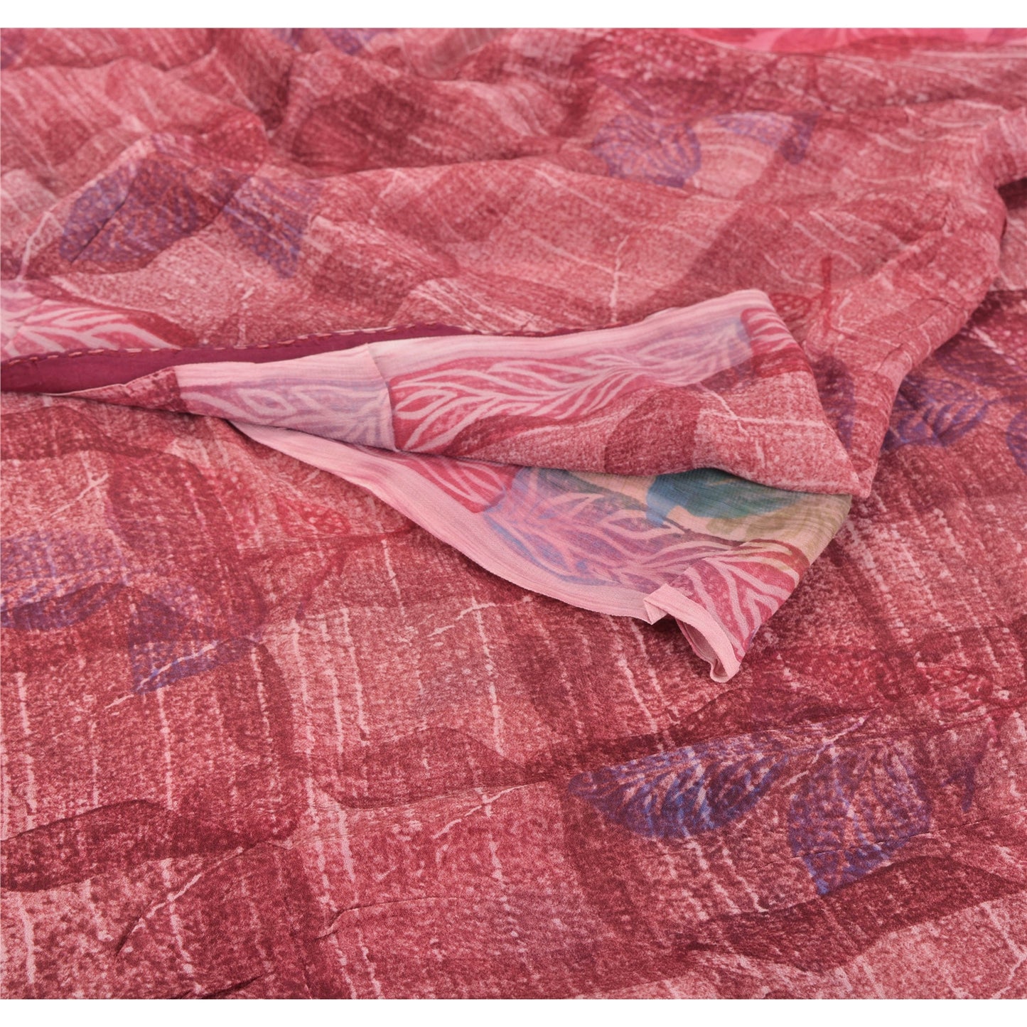 Sanskriti Vintage Indian Sari Purple Blend Georgette Printed Saree Craft Sustainable Fabric