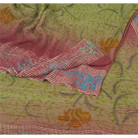 Sanskriti Vintage Lilla Sarees Ren Georgette Silke Trykt Sari Håndværk Bæredygtigt Stoff