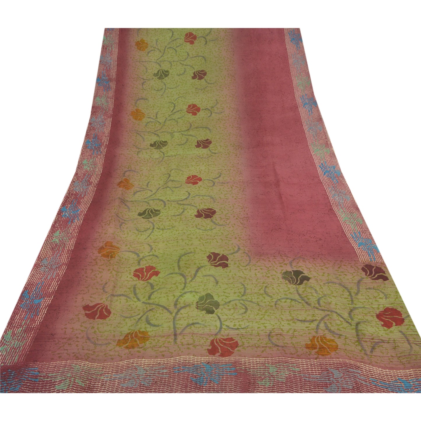 Sanskriti Vintage Purple Sarees Pure Georgette Silk Printed Sari Craft Sustainable Fabric