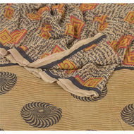 Sanskriti Vinatage Sanskriti Vintage Pure Georgette Silk Brown Saree 5 Yd Printed Sari Craft Fabric