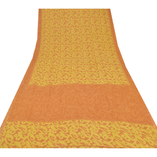 Sanskriti Vintage Brown Sarees Printed Sari Pure Georgette Silk Craft Sustainable Fabric