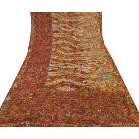 Sanskriti Vintage Indian Sari Printed Georgette Sarees Craft Bollywood Sustainable Fabric