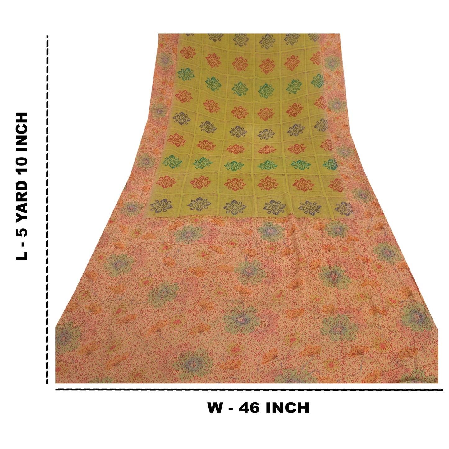 Sanskriti Vintage Green Sarees Pure Georgette Silk Printed Sari Craft Sustainable Fabric