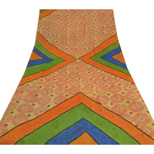 Sanskriti Vintage Indian Sari Pure Georgette Silk Printed Sarees Craft Sustainable Fabric