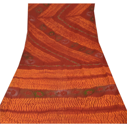 Sanskriti Vintage Sarees Blend Georgette Printed Leheria Sustainable Fabric Craft Sari