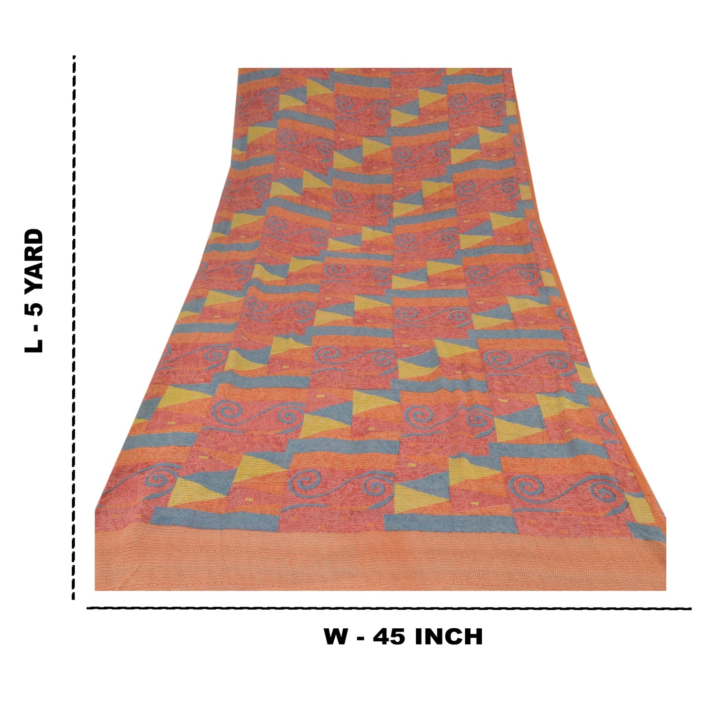 Sanskriti Vintage Indisk Sari Ren Georgette Silke Tie & Dye Bæredygtigt Stoff Håndlavet Sari