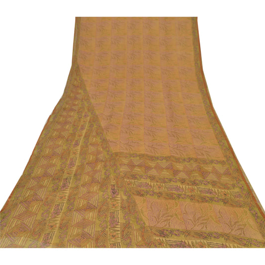 Sanskriti Vintage Indian Sari Pure Georgette Silk Printed Sustainable Fabric Craft Sarees