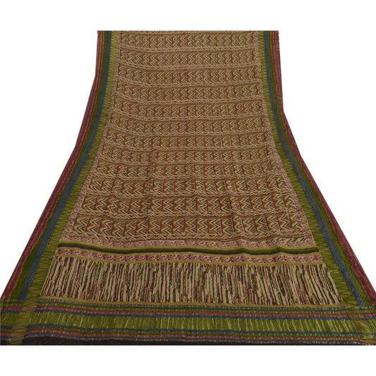 Sanskriti Vintage Indian Sari Pure Georgette Silk Printed Sustainable Fabric Craft Sarees