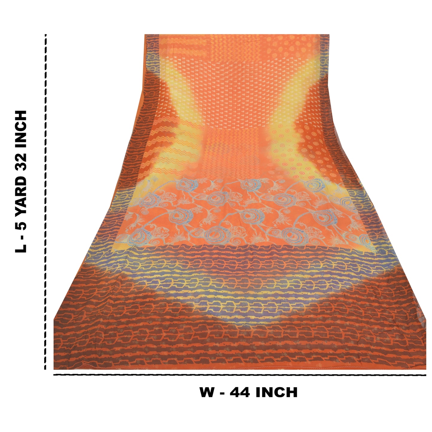 Sanskriti Vintage Indian Sari Blend Georgette Printed Sustainable Fabric Craft Decor Sarees