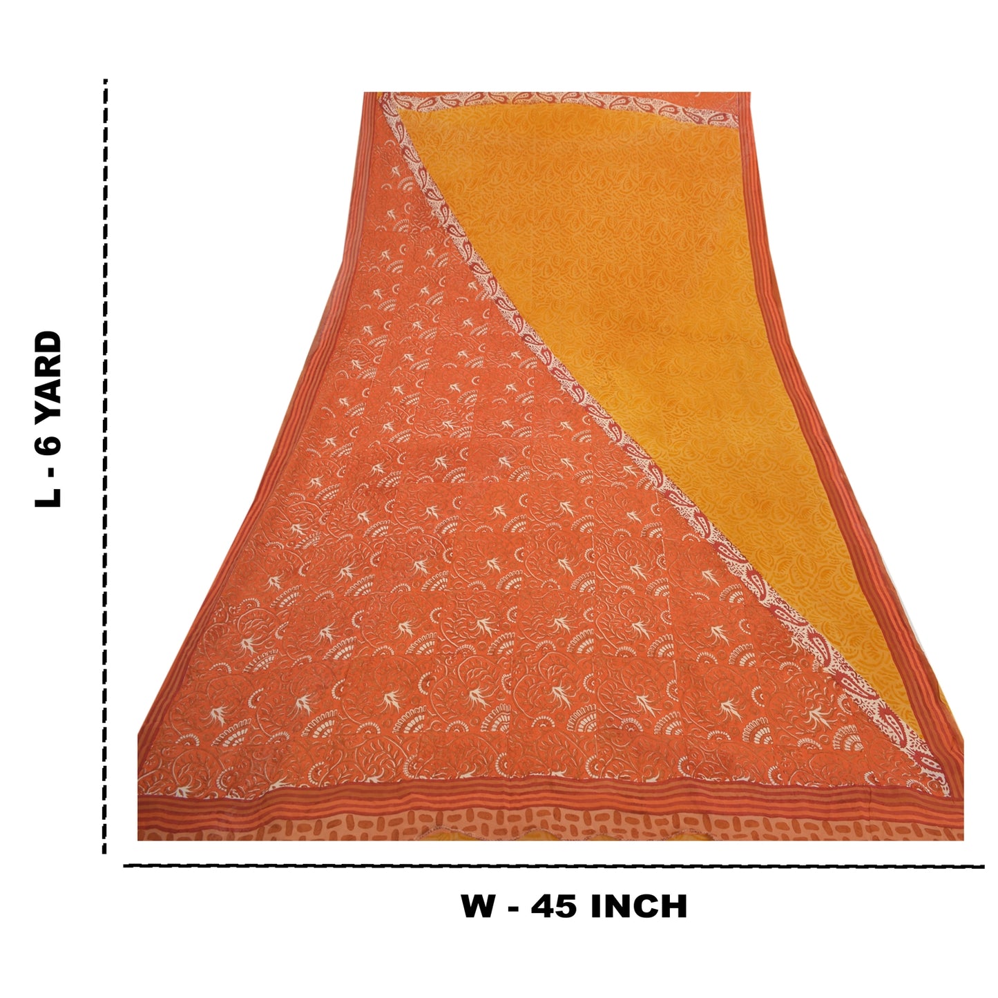 Sanskriti Vintage Yellow Sarees Pure Georgette Silk Sustainable Fabric Craft Printed Sari