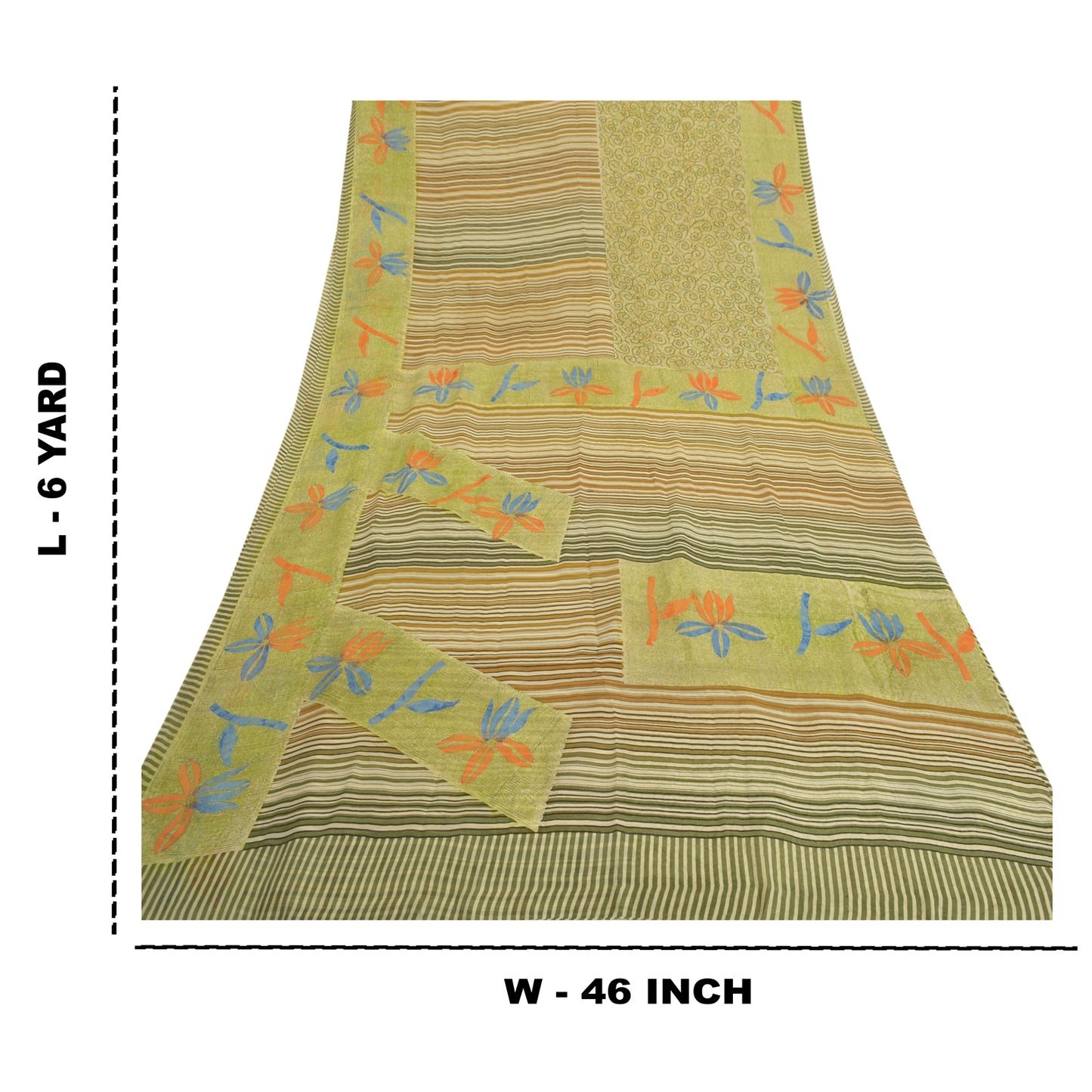 Sanskriti Vintage Green Sarees Pure Georgette Silk Sustainable Fabric Craft Printed Sari