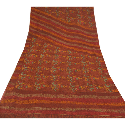 Sanskriti Vintage Sarees Pure Georgette Silk Sustainable Fabric Craft Printed 5 Yard Sari