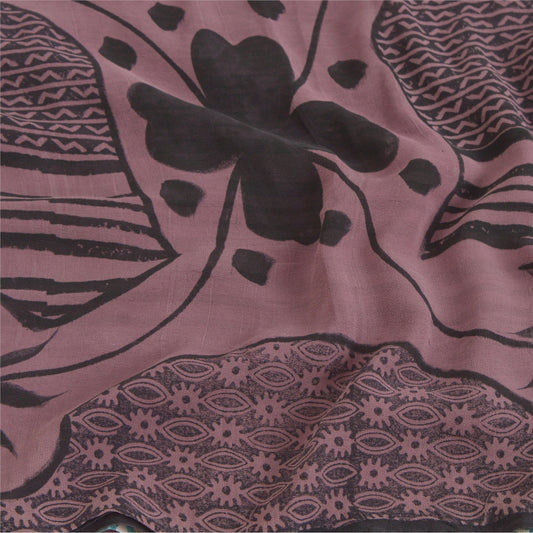 Sanskriti Vintage Purple Sarees Pure Georgette Silk Sustainable Fabric Craft Printed Sari