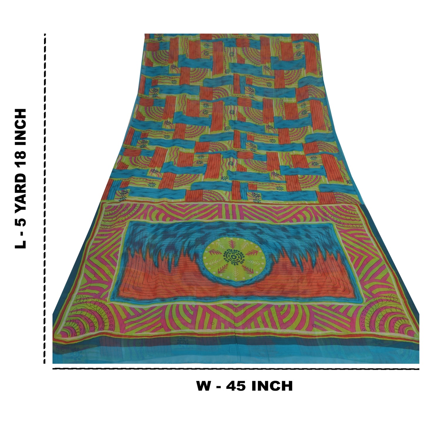 Sanskriti Vintage Indian Sarees Printed Sari Pure Georgette Silk Craft Sustainable Fabric